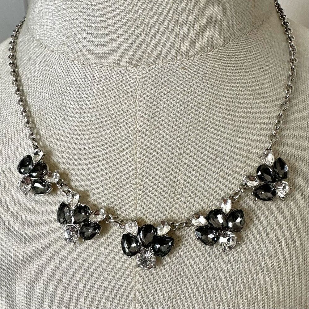 Grey and clear rhinestone necklace